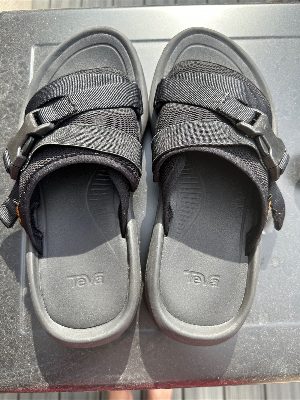Teva Black Adjustable Strap Slide Sandals